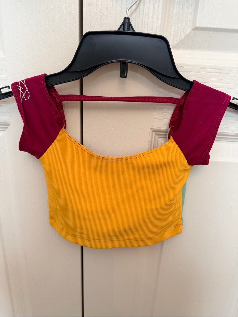 Colorblock Crop Top - Yellow & wine